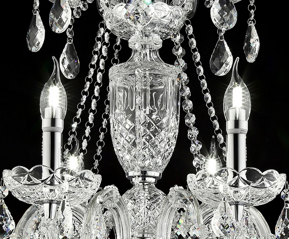 37" In Eilish Silver Crystal 8-led Light Chandelier
