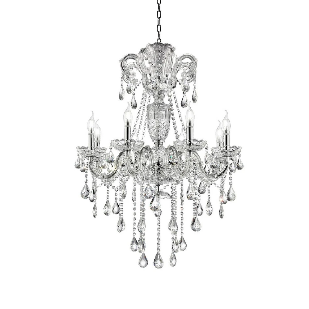 37" In Eilish Silver Crystal 8-led Light Chandelier