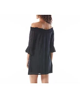 Beach House Style Solid Kelsea Smocked Off the Shoulder Dress