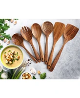 Piece Natural Teak Wooden Utensils for Cooking