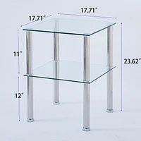 Streamdale Furniture Clear 2-Tier Side/End Table with Storage