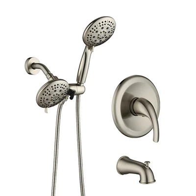 Classic High Pressure Single Handle 7 Function Rain Shower Head With Handheld Shower With Tub Spout