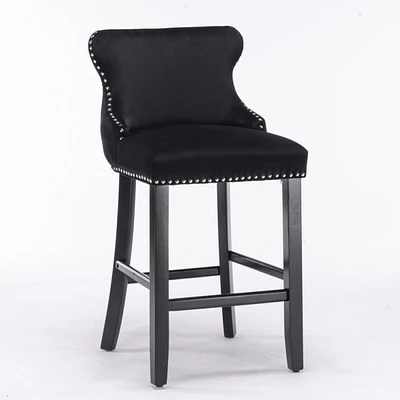 Modern Velvet Wingback Bar Stools, Set of 2