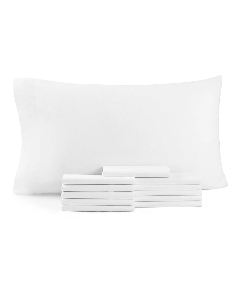 Arkwright Home Lulworth Pillowcases (12 Pack), King Size, White, Cotton Polyester Blend, 200 Thread Count