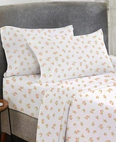 King Bed Sheets Stripe Set, Soft 100% Cotton Sateen, 4 Pc Deep Pocket & Pillowcase Set - Classic