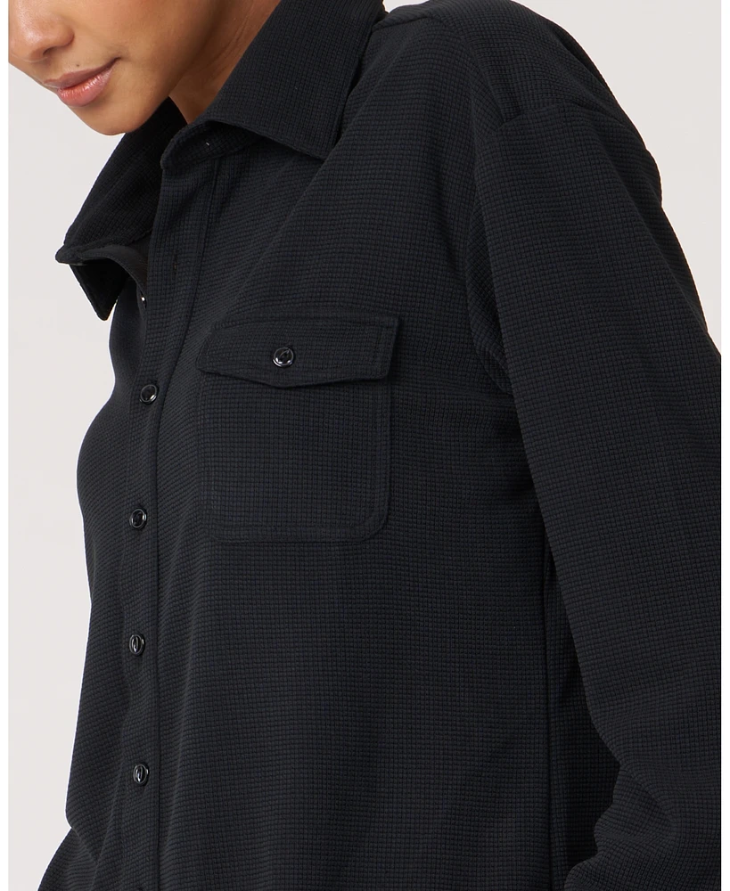 Rebody Active Women's Retreat Waffle Button Down Shirt For Women