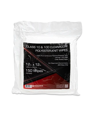 Arkwright Cleanroom Wipers (Bag of 150), White, 12x12, Polyester Knit Cloths for Labs
