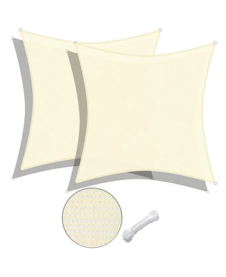 2 Pack 16x16 Ft 97% Uv Block Square Sun Shade Sail Heavy Duty Hdpe Canopy Yard