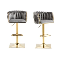 Vintage Bar Stools With Back And Footrest Counter Height Dining Chairs