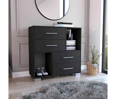 Krista Dresser, Two Open Shelves, Four Drawers