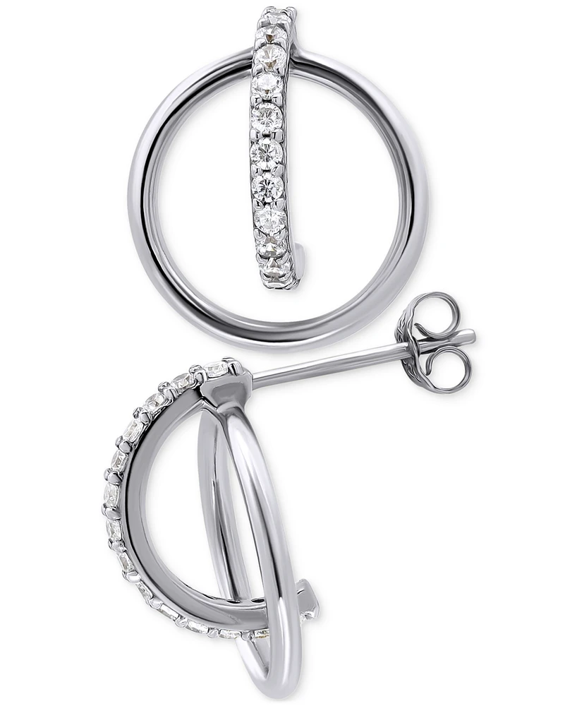 Giani Bernini Cubic Zirconia Orbital Hoop Earrings in Sterling Silver & 18k Gold-Plate, Created for Macy's