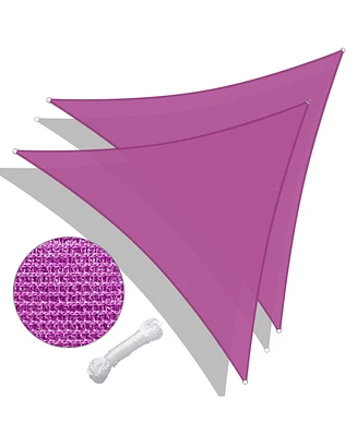22 Ft 97% Uv Block Triangle Sun Shade Sail Hdpe Canopy Cover Net Lawn 2 Pack
