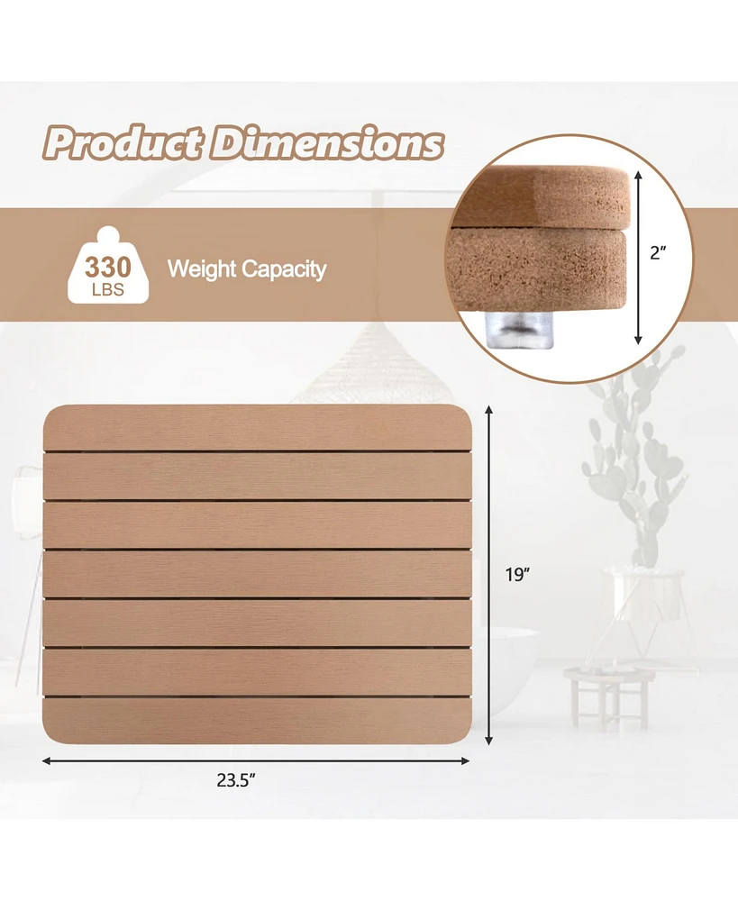 23.5" x 19" Bath Mat Hips Spa Shower for Bathroom with Non Slip Foot Pads