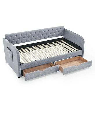 Upholstered Daybed with Trundle and Storage_Drawers