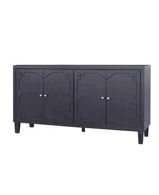 4-Door Matte Black Accent Cabinet for Multiple Rooms