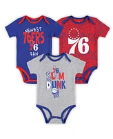 Outerstuff Infant Royal/Red/Gray Philadelphia 76ers Slam Dunk 3-Piece Bodysuit Set