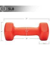 Philosophy Gym Neoprene Dumbbell Hexagon Hand Weights, 5 lb Pair - 10 lb Total