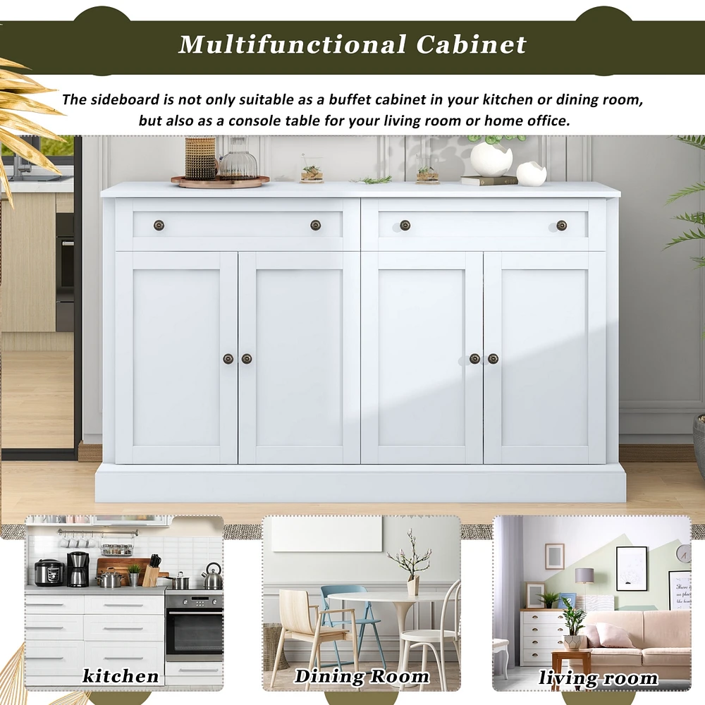 Kitchen Sideboard Storage Buffet Cabinet With 2 Drawers & 4 Doors Adjustable Shelves