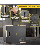 Philosophy Gym 3 in 1 Non-Slip Wood Plyo Box, 20" x 18" x 16", Gray, Jump Plyometric Box for Training and Conditioning