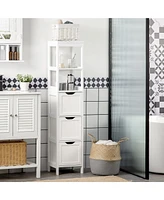 kleankin Narrow Bathroom Storage Cabinet, Slim Freesding Linen Tower,