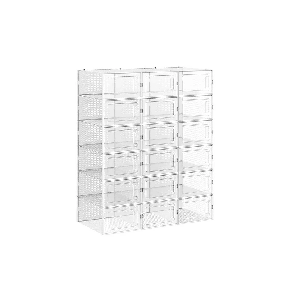 Slickblue Pack Of 18 Stackable Shoe Storage Organizers, Versatile And Foldable For Sneakers