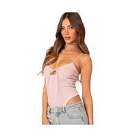 Edikted Women's Lacey Knit Cut Out Bodysuit