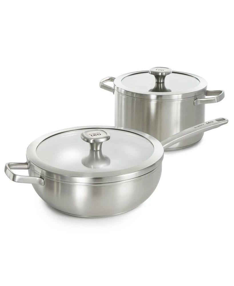 BergHOFF Graphite 4Pc Cookware Set With Glass Lids, Recycled 18/10 Stainless Steel