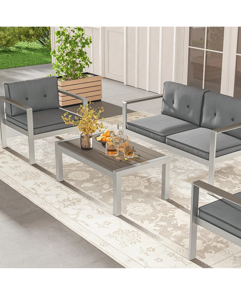 Gymax 4 Pieces Patio Furniture Set Conversation Set Patio Furniture Outdoor Conversation Set