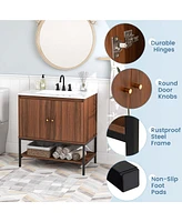 31" Bathroom Vanity Sink Combo Wooden Bathroom Storage Cabinet with Doors