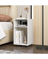 Mobile File Cabinet Wooden Printer Stand Vertical Storage Organizer Home Office