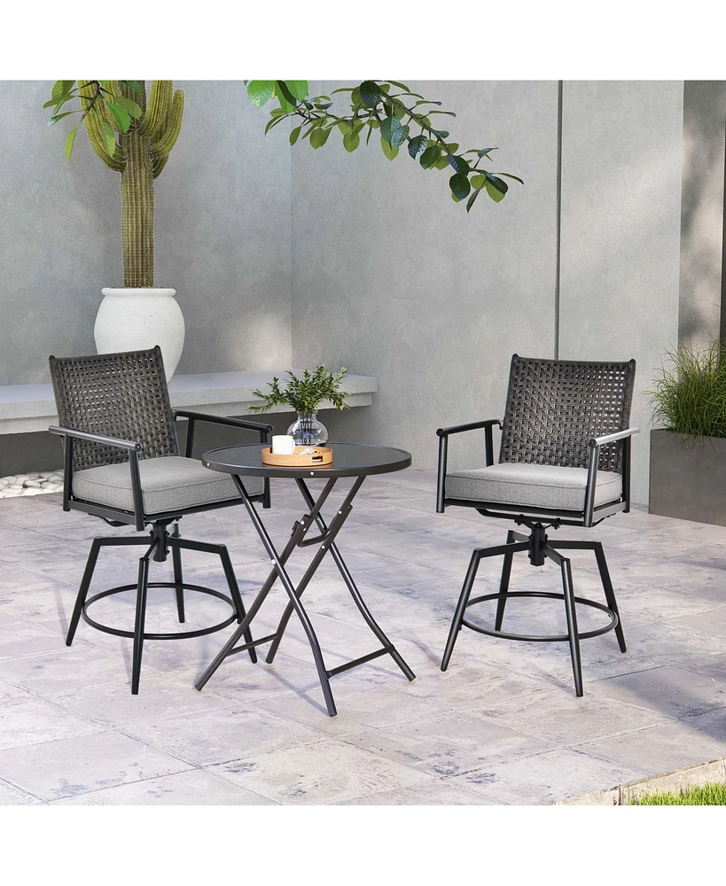 360° Swivel Bar Stool Set of 2 Counter Height Bar Chair with Metal Frame