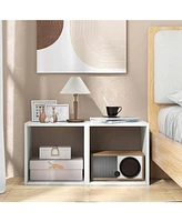2PCS Stackable Storage Cube Free-standing Storage Organizer Bookcase for Bedroom