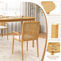 48" Wooden Dining Table Rectangular Farmhouse Kitchen with Solid Rubber Wood