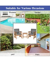 3PCS Solid Wood Patio Furniture Set Table&Chairs