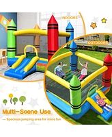 Inflatable Bounce House Kids Jumping Castle w/ Slide Ocean Balls & 480W Blower