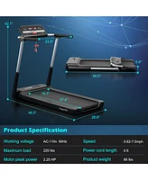 2.25HP Folding Led Treadmill Electric Running Walking Machine with App Control Gym