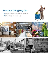 Folding Shopping Cart Utility w/ Water-Resistant Removable Canvas Bag