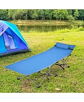 Camping Cot Heavy-Duty Outdoor Bed w/ Side Storage Pocket