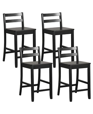 24-Inch Wooden Bar Stools Set of 4 with Ergonomic Backrest Counter Height
