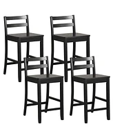 24-Inch Wooden Bar Stools Set of 4 with Ergonomic Backrest Counter Height