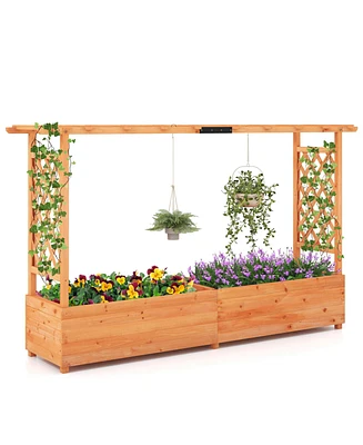1 Pcs Raised Garden Bed with Trellis Hanging Roof Planter Box Drainage Holes for Patio
