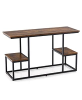 Rustic Tv Console Table for 50" TVs Industrial Sofa Table with Open Storage Shelves
