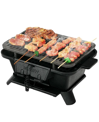 Heavy Duty Cast Iron Charcoal Grill Tabletop Bbq Grill Stove for Camping Picnic