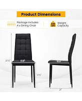 Set of 4 Fabric Dining Chairs Set with Upholstered Cushion and High Back