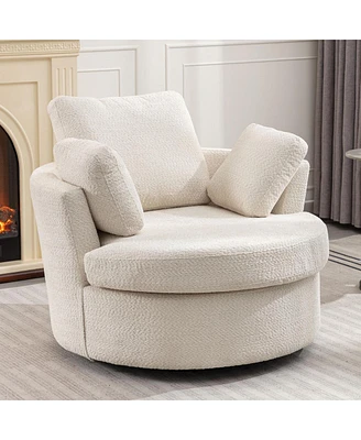 Cozy Oversized Swivel Chair with Pillows for Living Room