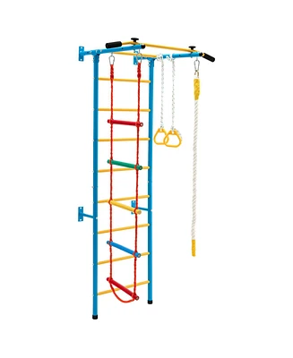 Slickblue 5 In 1 Kids Indoor Gym Playground Swedish Wall Ladder-Yellow