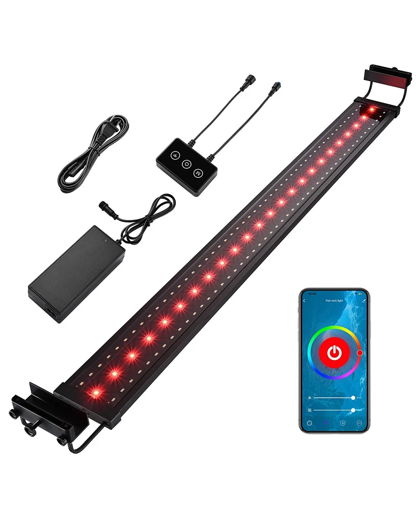 Yescom Led Aquarium Light 22 inch to 30 App Wifi Control Fish Tank Full Spectrum with Extendable Brackets Timer For Freshwater Plant