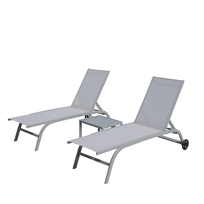 Outdoor Grey Lounge Set: 2 Chairs + Table