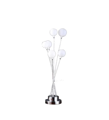 27.5" In 6-Light Acrylic Globe Aluminun Led Chrysanthe Silver Chrome Metal Table Lamp