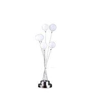 27.5" In 6-Light Acrylic Globe Aluminun Led Chrysanthe Silver Chrome Metal Table Lamp